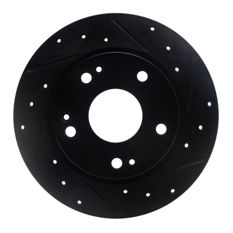 R1 Concepts for 2016-2025 Honda Civic Hatchback Rear Right Drilled & Slotted Black Brake Rotor