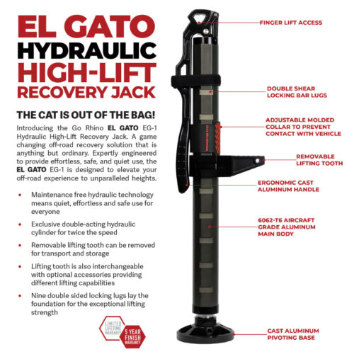 Go Rhino Xventure Gear EG1 El Gato Hydraulic Jack - Graphite - Image 2