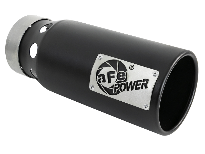 aFe Power SATURN 4S 4in SS Intercooled Exhaust Tip - Black 4in In x 5in Out x 12in L Bolt-On - Image 2