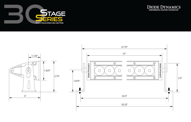 Diode Dynamics 30 In LED Light Bar Single Row Straight Clear Combo Each Stage Series - Image 9