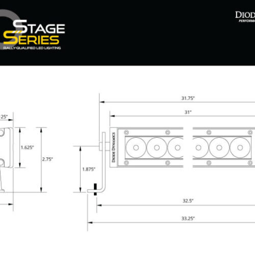Diode Dynamics 30 In LED Light Bar Single Row Straight Clear Driving Each Stage Series - Image 8