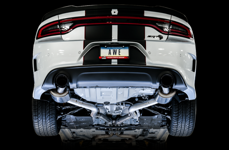 AWE Tuning Touring Edition Exhaust - Diamond Blk Tips for 2015+ Dodge Charger 6.4L/6.2L Non-Resonated - Image 3