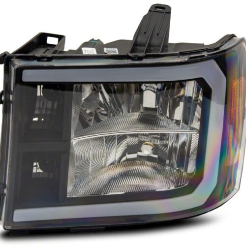 Raxiom for 2007-2013 GMC Sierra 1500 Axial Series Headlights w/ LED Bar- Black Housing (Clear Lens) - Image 3