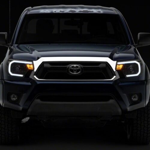 Raxiom for 2012-2015 Toyota Tacoma Axial Series Headlights w/ LED Bar- Black Housing (Clear Lens) - Image 9