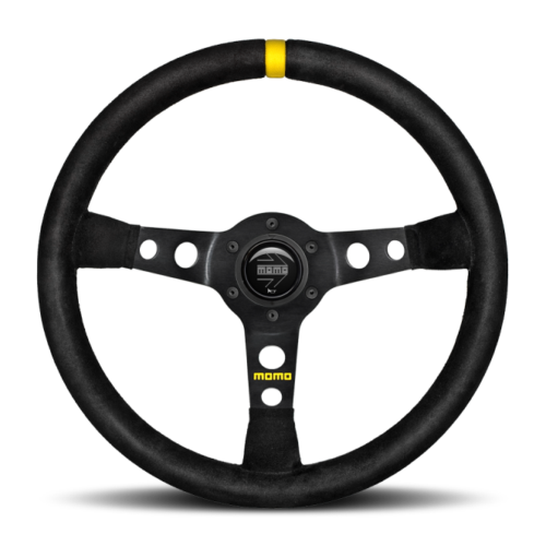 Momo R1905/35S MOD07 Steering Wheel 350 mm - Black Suede/Black Spokes/1 Stripe