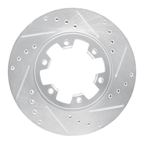 R1 Concepts for 85-02 Nissan Pickup Hardbody Front Right Drilled & Slotted Silver Brake Rotor