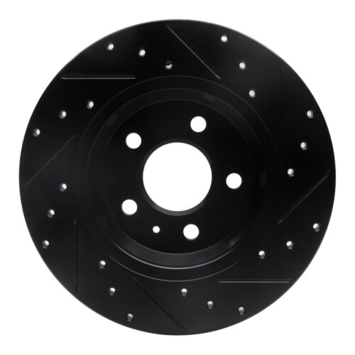 R1 Concepts for 09-25 Audi A4 Left Drilled & Slotted Black Brake Rotor - Image 5