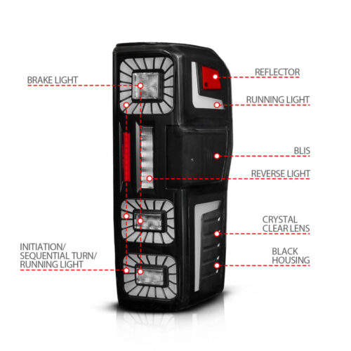 ANZO 23-26 Ford Super Duty LED Tail Light Seq Signal- Black Full- Pair - Image 5