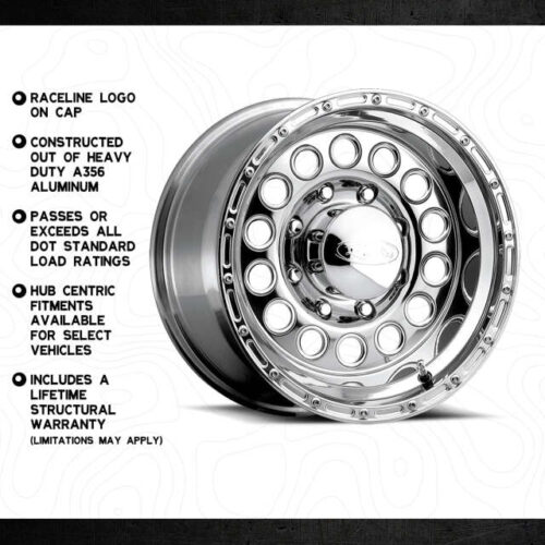 Raceline 887 Rock Crusher 15x10in / 5x114.3 BP / -47mm Offset / 83.82mm Bore - Polished Wheel - Image 3