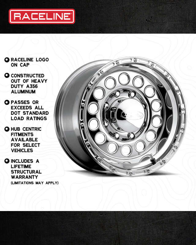 Raceline 887 Rock Crusher 17x9in / 6x139.7 BP / 0mm Offset / 107.95mm Bore - Polished Wheel - Image 3