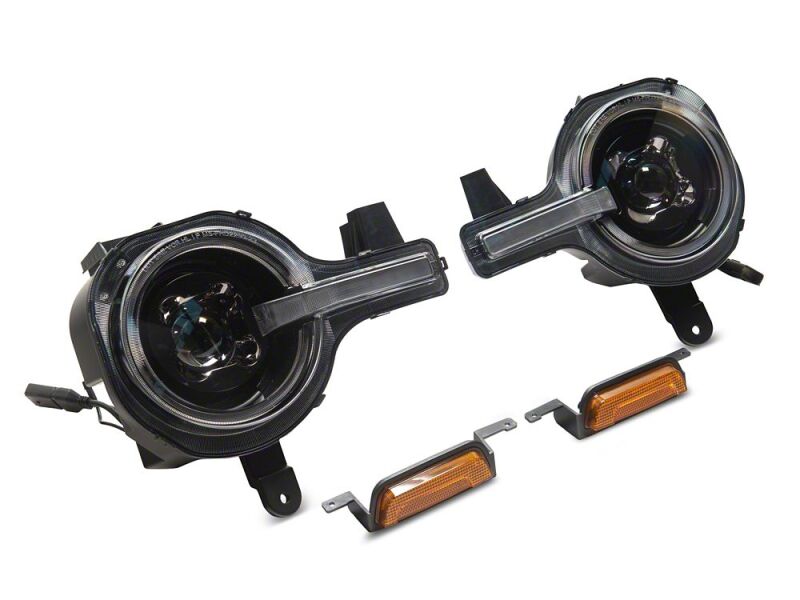 Raxiom for 2021-2026 Ford Bronco LED Halo Headlights with White Backlight- Black Housing- Clear Lens - Image 3