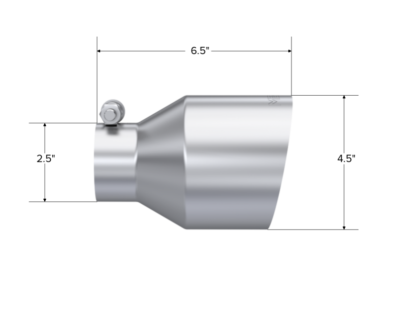 MBRP Universal Stainless Steel Tip 2.5in ID / 4.5in OD Out / 6.5in Length Angle Cut Single Wall - Image 2