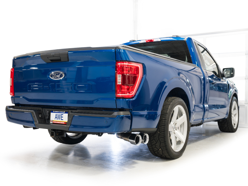 AWE Tuning Cat-Back Exhaust - 4.5in Dual Side Exit Chrome Tips for 21-25 Ford F150 (14th Gen Reg Cab) - Image 4