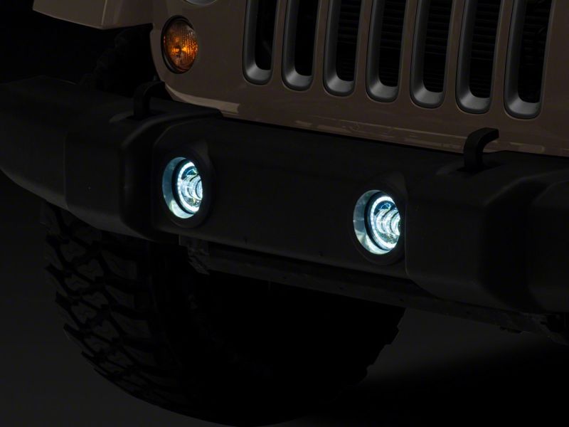 Raxiom for 2007-2018 Jeep Wrangler JK Axial Series 4-In LED Devil Eyes Fog Lights w/ Halo - Image 5
