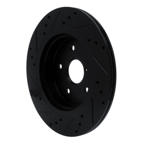 R1 Concepts for 15-25 Subaru Outback Rear Right Drilled & Slotted Black Brake Rotor - Image 4
