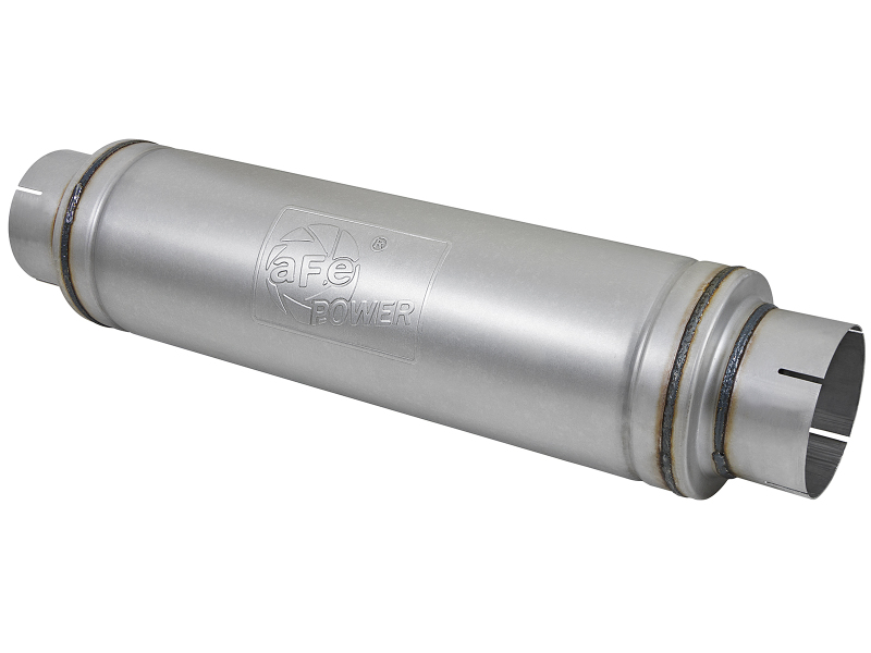 aFe Power ATLAS Aluminized Steel Muffler 5in Center/Center 24in L x 7in Diameter - Round Body - Image 2