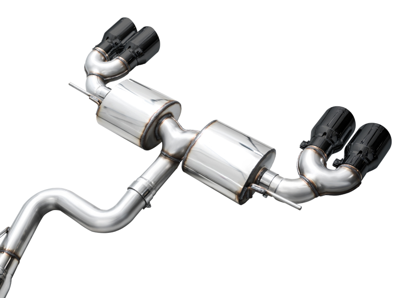 AWE Tuning Touring Edition Quad Exhaust - Diamond Black Tips for MK8 Volkswagen Golf R 3in - Image 9