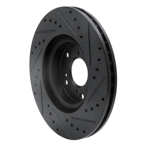 R1 Concepts for 02-15 Acura CSX Front Left Drilled & Slotted Black Brake Rotor - Image 4