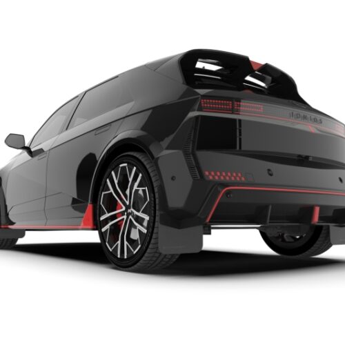 Alternative view of Rally Armor 25-26 Hyundai Ioniq 5 N Black Mud Flap w/Red Logo