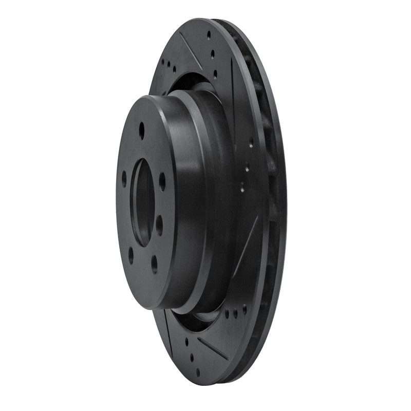 R1 Concepts for 95-99 BMW M3 E36 Left Rear Drilled & Slotted Black Brake Rotor - Image 2