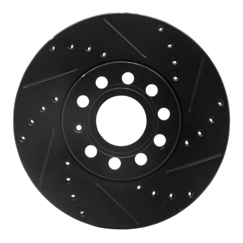 R1 Concepts for 05-25 Audi A3 (Mexico) Front Right Drilled & Slotted Black Brake Rotor