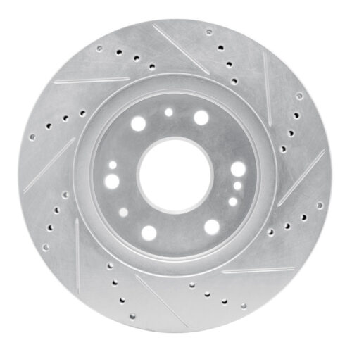 R1 Concepts for 05-19 Chevrolet Silverado 1500 Front Left Drilled & Slotted Silver Brake Rotor - Image 5
