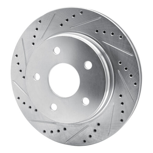 Alternative view of DFC 02-24 Chrysler Aspen Front Left Drilled & Slotted Silver Brake Rotor