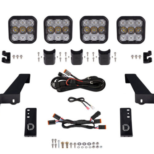 Diode Dynamics Jeep JL SS5 4-Pod CrossLink Grille Lightbar Kit Pro - White Combo - Image 7