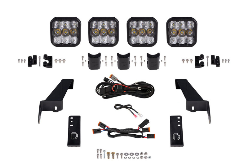 Diode Dynamics Jeep JL SS5 4-Pod CrossLink Grille Lightbar Kit Pro - White Combo - Image 7