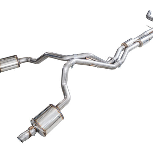 Alternative view of AWE Tuning Exhaust System (Reuses OE Tips) for 2021+ Cadillac Escalade 6.2L 0FG Dual Exit