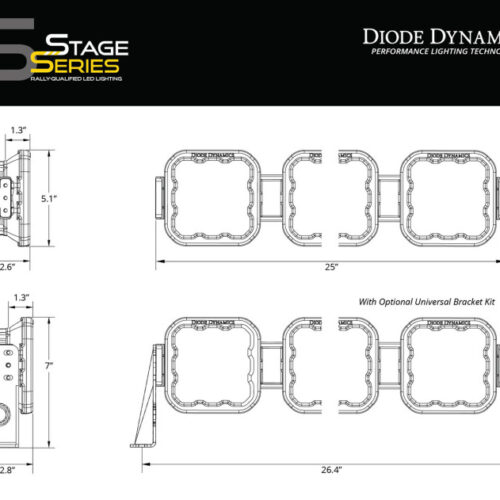 Diode Dynamics SS5 Pro Universal CrossLink 4-Pod Lightbar - White Driving - Image 3
