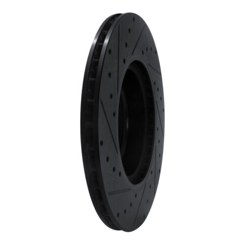 R1 16-25 BMW 430I Rear Left Drilled & Slotted Black Brake Rotor - Image 4