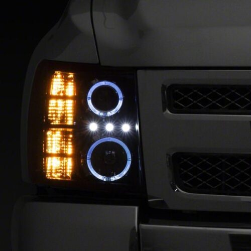 Raxiom for 2007-2013 Chevrolet Silverado 1500 LED Halo Projector Headlights- Black Housing- Clear Lens - Image 2
