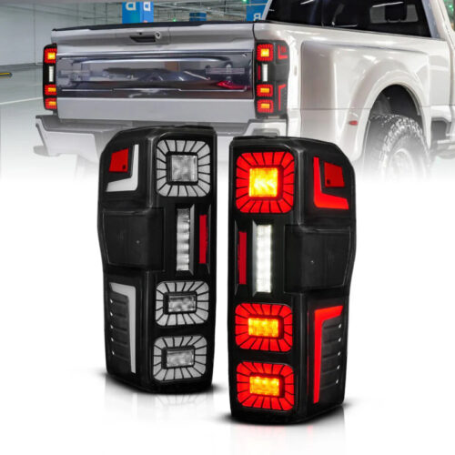 ANZO 23-26 Ford Super Duty LED Tail Light Seq Signal- Black Full- Pair - Image 2