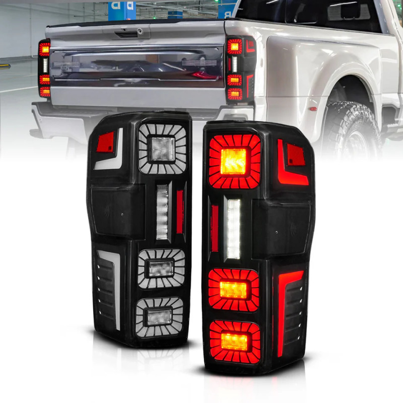 ANZO 23-26 Ford Super Duty LED Tail Light Seq Signal- Black Full- Pair - Image 2