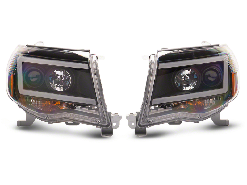 Raxiom for 2005-2011 Toyota Tacoma Axial Series LED DRL Projector Headlights- Black Housing (Clear Lens)