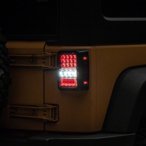 Raxiom for 2007-2018 Jeep Wrangler JK Axial Series Lux LED Tail Lights- Black Housing (Clear Lens) - Image 6