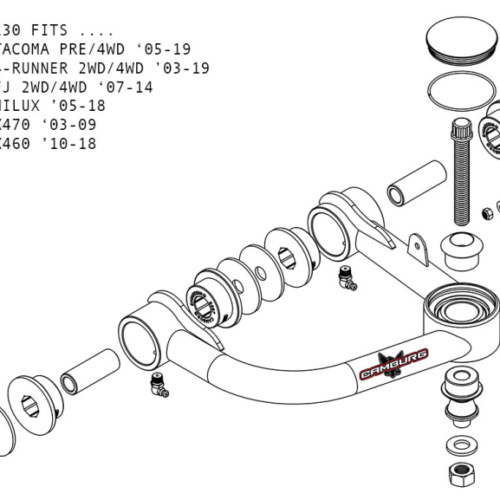 Camburg Toyota Tacoma Pre/4WD 05-23 / 4-Runner 03-23 / FJ 07-14 1.25in Uniball Upper Arms w/ covers - Image 2