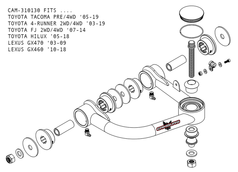 Camburg Toyota Tacoma Pre/4WD 05-23 / 4-Runner 03-23 / FJ 07-14 1.25in Uniball Upper Arms w/ covers - Image 2