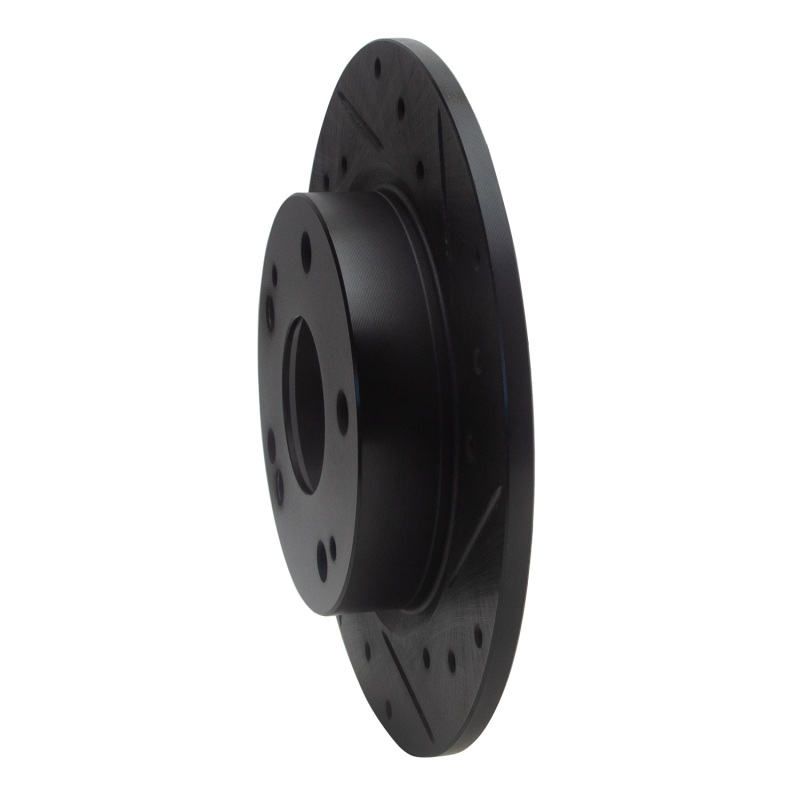 R1 Concepts for 2016-2025 Honda Civic Hatchback Rear Right Drilled & Slotted Black Brake Rotor - Image 2