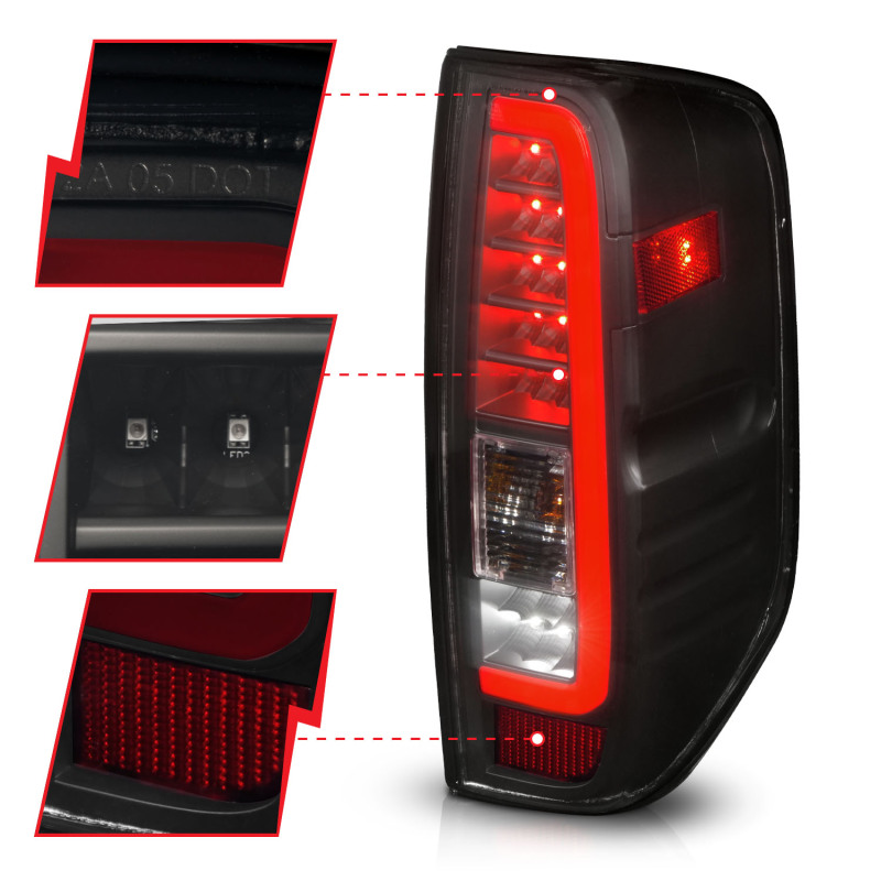 ANZO 2005-2021 Nissan Frontier LED Taillights Black Housing/Smoke Lens - Image 9