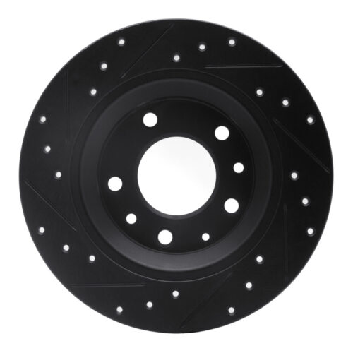 R1 Concepts for 98-15 Ford Fusion Rear Right Drilled & Slotted Black Brake Rotor - Image 5