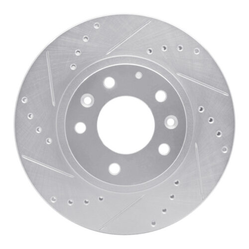 R1 Concepts for 06-15 Mazda MX-5 Miata Front Left Drilled & Slotted Silver Brake Rotor