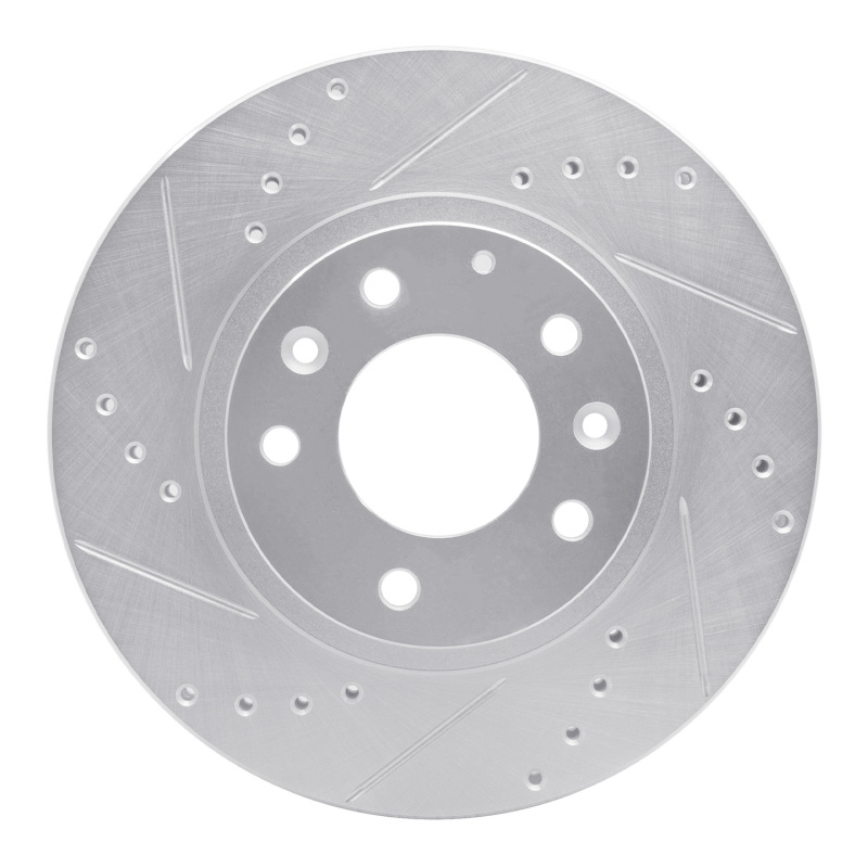 R1 Concepts for 06-15 Mazda MX-5 Miata Front Left Drilled & Slotted Silver Brake Rotor