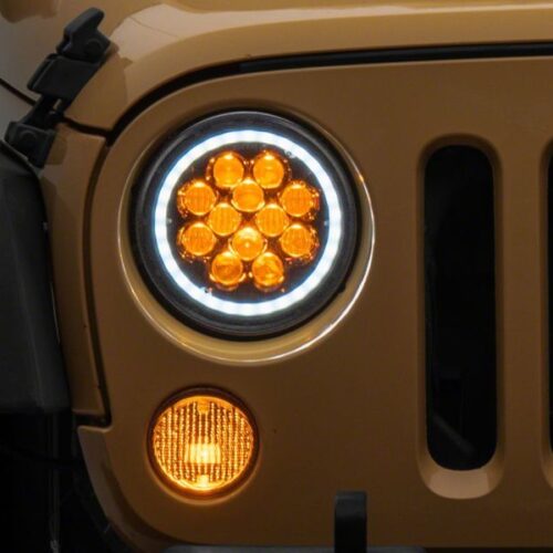 Raxiom for 2007-2018 Jeep Wrangler JK Axial Spider LED Headlights w/Angel Eye Halo- Blk Housing (Clear Lens) - Image 8