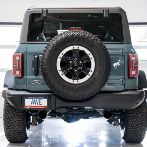 AWE Tuning Exhaust w/Diamond Black Tips & Bash Guard for 2021+ Ford Bronco 0FG Dual Rear Exit - Image 6