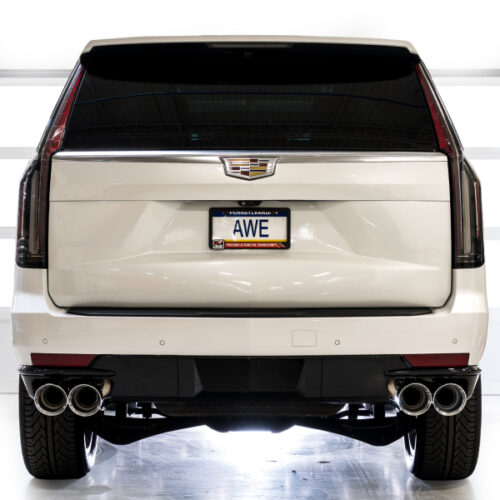 AWE Tuning Exhaust System w/ 5in Chrome Silver Tips for 2021+ Cadillac Escalade 6.2L 0FG Dual Exit - Image 8