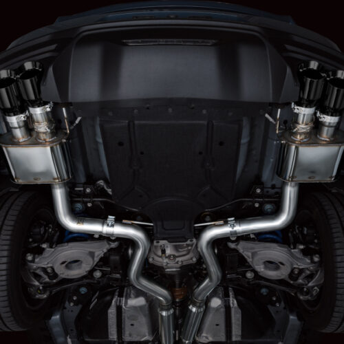Alternative view of AWE Tuning SwitchPath Cat-Back Exhaust w/ Quad Diamond Black Tips for AWE 2024 Ford Mustang GT Fastback S650 RWD