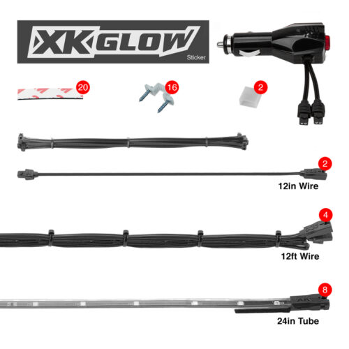 XK Glow Tube Single Color Underglow LED Accent Light Car/Truck Kit White - 8x24In - Image 3