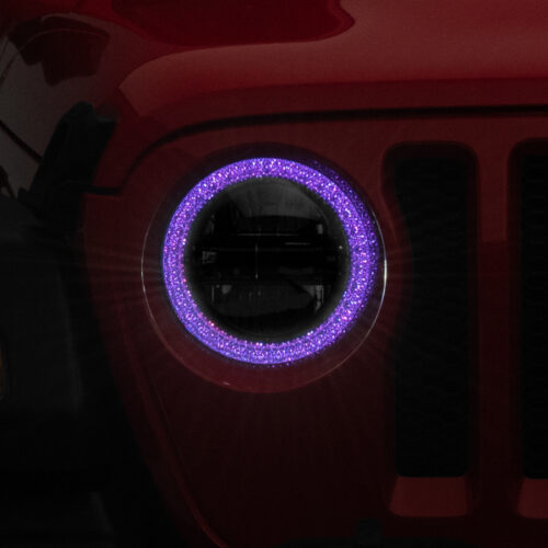 Raxiom for 2018-2022 Jeep Wrangler JL/JT Axial 9-Inch LED Headlights w/RGB Halo- Black Housing (Clear Lens) - Image 3